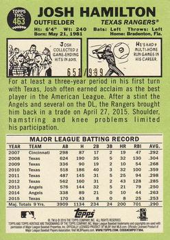 2016 Topps Heritage - Chrome #THC-463 Josh Hamilton Back