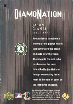 2000 Upper Deck Black Diamond Rookie Edition - Diamonation #D3 Jason Giambi  Back