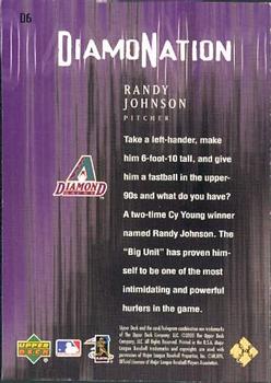 2000 Upper Deck Black Diamond Rookie Edition - Diamonation #D6 Randy Johnson  Back