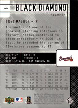 2000 Upper Deck Black Diamond Rookie Edition - Gold #46 Greg Maddux  Back