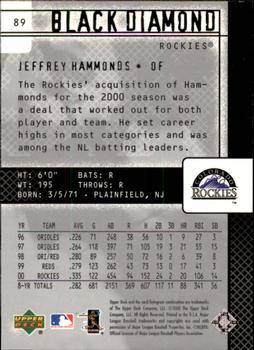 2000 Upper Deck Black Diamond Rookie Edition - Gold #89 Jeffrey Hammonds  Back