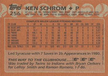 1988 Topps #256 Ken Schrom Back