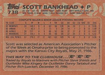 1988 Topps #738 Scott Bankhead Back