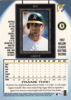 1998 Topps Gallery #55 Ben Grieve Back