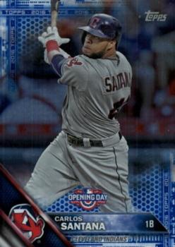 2016 Topps Opening Day - Blue Foil #OD-3 Carlos Santana Front