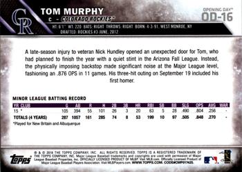 2016 Topps Opening Day - Blue Foil #OD-16 Tom Murphy Back