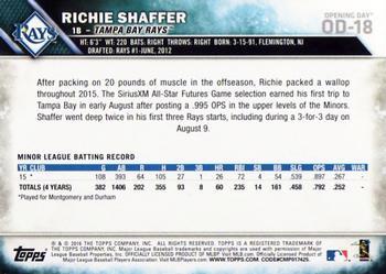 2016 Topps Opening Day - Blue Foil #OD-18 Richie Shaffer Back