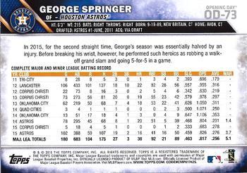 2016 Topps Opening Day - Blue Foil #OD-73 George Springer Back