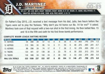 2016 Topps Opening Day - Blue Foil #OD-89 J.D. Martinez Back