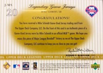 2000 Upper Deck Legends - Legendary Game Jerseys #J-MS Mike Schmidt  Back