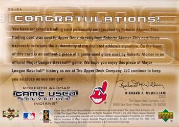 2000 Upper Deck MVP - Game Used Souvenirs Signed #RASG Roberto Alomar Back