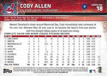 2015 Topps - Limited #18 Cody Allen Back