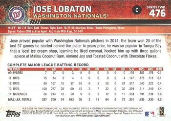 2015 Topps - Limited #476 Jose Lobaton Back