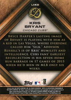 2016 Topps Legacies of Baseball - Lasting Imprints #LI-KB Kris Bryant Back