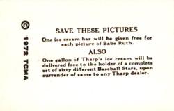 1972 TCMA 1928 Tharp's Ice Cream F50 Reprints #48 Earl Smith Back