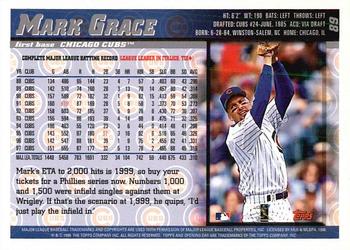 1998 Topps Opening Day #89 Mark Grace Back