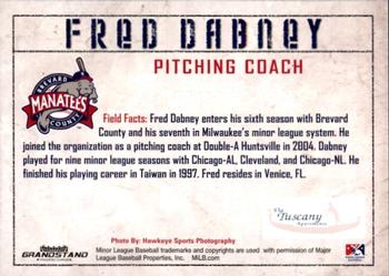 2010 Grandstand Brevard County Manatees #NNO Fred Dabney Back