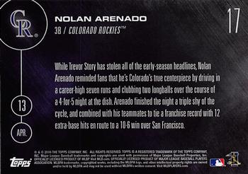 2016 Topps Now #17 Nolan Arenado Back