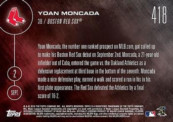 2016 Topps Now #418 Yoan Moncada Back