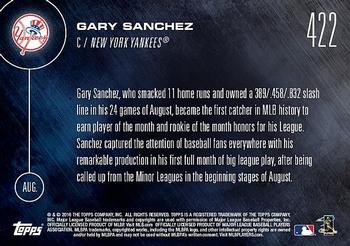 2016 Topps Now #422 Gary Sanchez Back