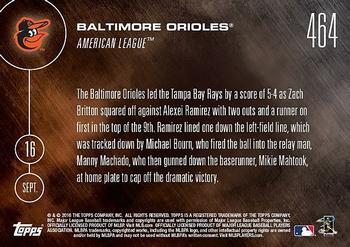 2016 Topps Now #464 Baltimore Orioles Back