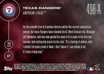 2016 Topps Now #498-A Texas Rangers Back