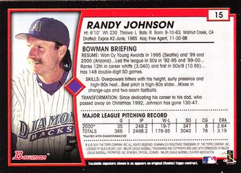 2001 Bowman - Gold #15 Randy Johnson Back