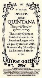 2016 Topps Gypsy Queen - Mini #180 Jose Quintana Back