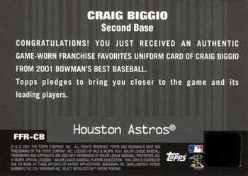 2001 Bowman's Best - Franchise Favorites Relics #FFR-CB Craig Biggio Back