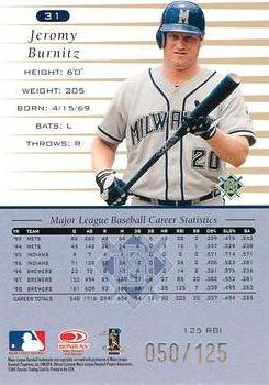 2001 Donruss - 1999 Retro Stat Line Season #31 Jeromy Burnitz Back