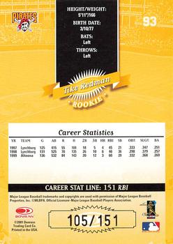 2001 Donruss - 2000 Retro Stat Line Career #93 Tike Redman Back