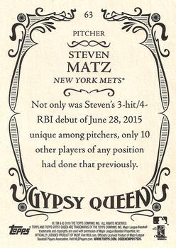 2016 Topps Gypsy Queen - Framed Blue #63 Steven Matz Back