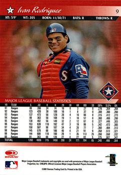 2001 Donruss - Baseball's Best Silver #9 Ivan Rodriguez  Back