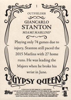 2016 Topps Gypsy Queen - Framed Green #1 Giancarlo Stanton Back