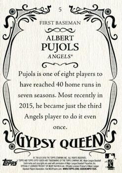 2016 Topps Gypsy Queen - Framed Green #5 Albert Pujols Back