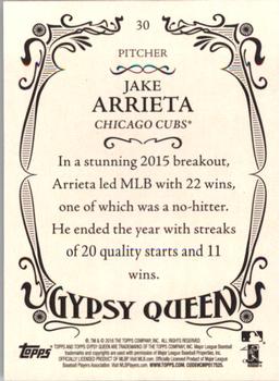 2016 Topps Gypsy Queen - Framed Green #30 Jake Arrieta Back