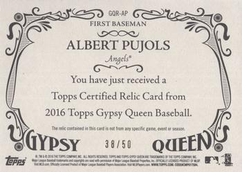 2016 Topps Gypsy Queen - Relic Gold #GQR-AP Albert Pujols Back