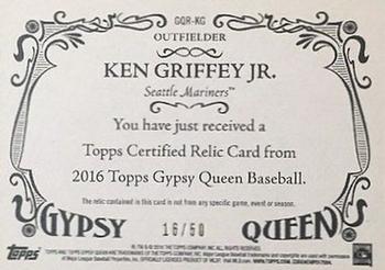 2016 Topps Gypsy Queen - Relic Gold #GQR-KG Ken Griffey Jr. Back