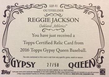2016 Topps Gypsy Queen - Relic Gold #GQR-RJ Reggie Jackson Back