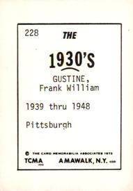 1972 TCMA The 1930's #228 Frank Gustine Back