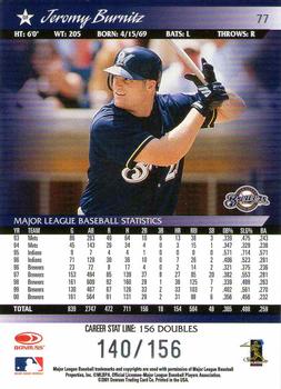 2001 Donruss - Stat Line Career #77 Jeromy Burnitz Back