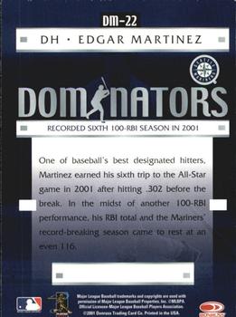 2001 Donruss Class of 2001 - Dominators #DM-22 Edgar Martinez  Back