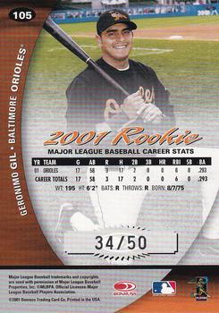 2001 Donruss Class of 2001 - First Class #105 Geronimo Gil  Back