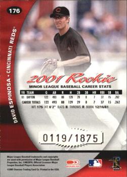 2001 Donruss Class of 2001 - Rookie Autographs #176 David Espinosa Back