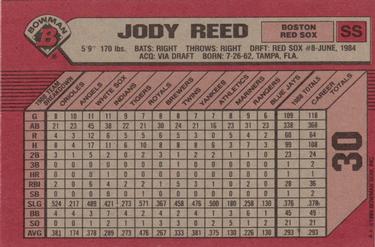 1989 Bowman #30 Jody Reed Back