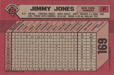 1989 Bowman #169 Jimmy Jones Back