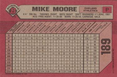 1989 Bowman #189 Mike Moore Back