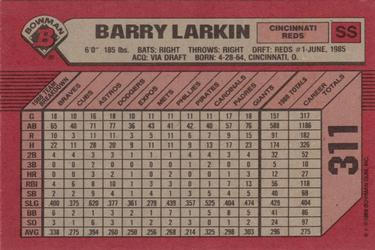1989 Bowman #311 Barry Larkin Back
