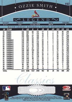 2001 Donruss Classics - Significant Signatures #197 Ozzie Smith Back