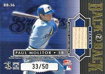 2001 Donruss Elite - Back 2 Back Jacks #BB-36 Robin Yount / Paul Molitor Back